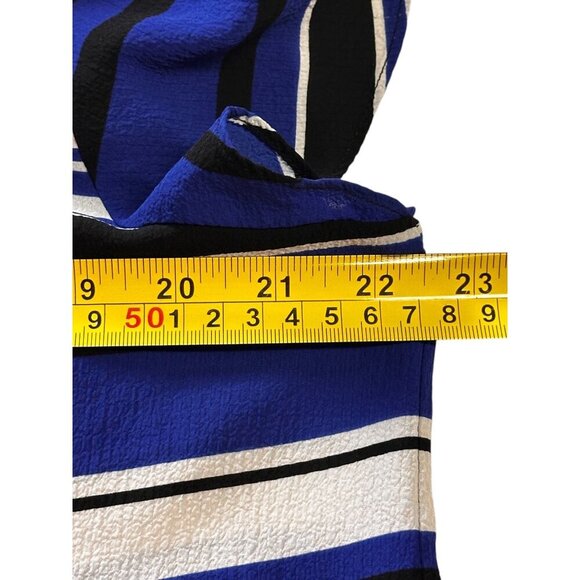 Elle Womens Striped Short Sleeve Top Large Blue & Black Polyester Spandex Blend - Picture 8 of 11